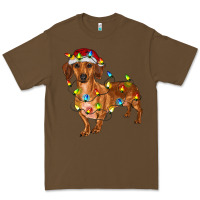 Cacao dachshund with christmas lights Premium Tee - RanaPortraitStore