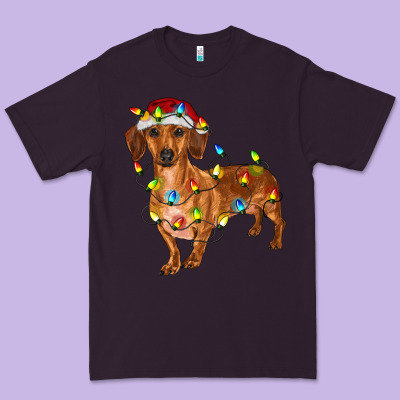 Dachshund With Christmas Lights Premium Tee Designed By Ranaportraitstore