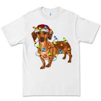 White dachshund with christmas lights Premium Tee - RanaPortraitStore