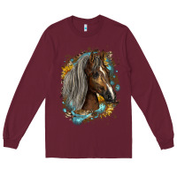 Burgundy western tennessee horse Long Sleeve Tee - LillyAllenDesigns