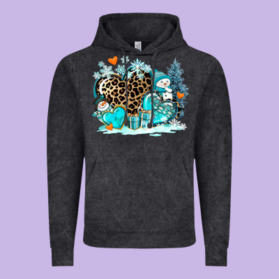 Winter Hearts With Snowmans Vintage Hoodie Designed By Adodesignshop