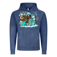 Vintage Denim winter hearts with snowmans Vintage Hoodie - AdoDesignShop