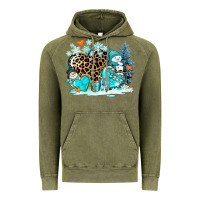 Vintage Olive winter hearts with snowmans Vintage Hoodie - AdoDesignShop