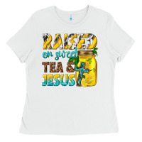 White raised on sweet tea and jesus Ladies Tee - texasbilliewilder