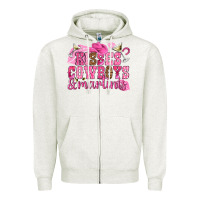 Oatmeal Heather kisses cowboys martinis Zipper Hoodie - NancyCooperArtShop