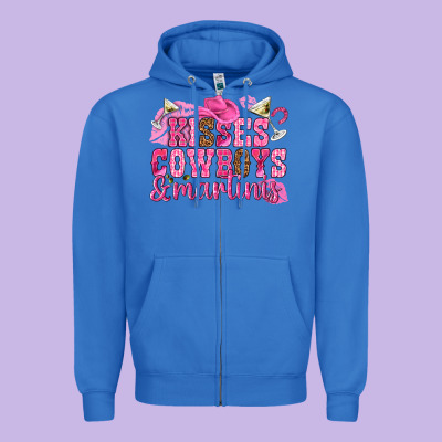 Kisses Cowboys Martinis Zipper Hoodie Designed By Nancycooperartshop