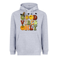 Heather Grey halloween good vibes only Heavyweight Hoodie - BarkalooDesign
