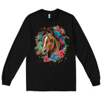Black quarter horse floral Long Sleeve Tee - LillyAllenDesigns