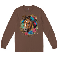 Chestnut quarter horse floral Long Sleeve Tee - LillyAllenDesigns