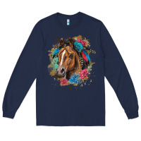 Navy quarter horse floral Long Sleeve Tee - LillyAllenDesigns