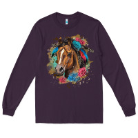 Plum quarter horse floral Long Sleeve Tee - LillyAllenDesigns