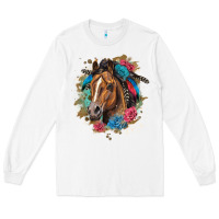 White quarter horse floral Long Sleeve Tee - LillyAllenDesigns