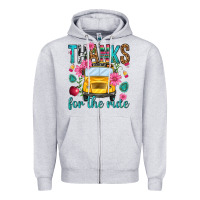 Heather Grey thanks for the ride Zipper Hoodie - NancyCooperArtShop