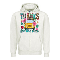 Oatmeal Heather thanks for the ride Zipper Hoodie - NancyCooperArtShop