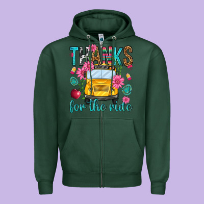 Thanks For The Ride Zipper Hoodie Designed By Nancycooperartshop