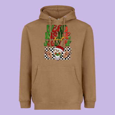 Dead Inside But Jolly Af Heavyweight Hoodie Designed By Barkaloodesign