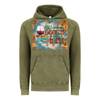 Vintage Olive all i need are books and wine Vintage Hoodie - JahusDesignShop