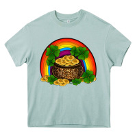 Arona st patricks shamrock gold leopard rainbow Heavy Core Tee - RanaPortraitStore
