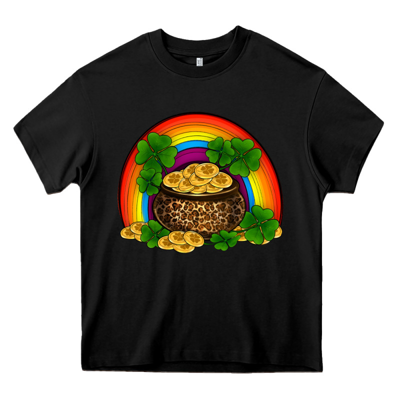 St Patricks Shamrock Gold Leopard Rainbow Heavy Core Tee by RanaPortraitStore | Teevron