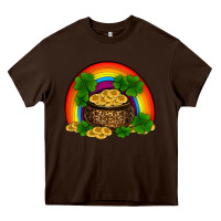 Chocolate Brown st patricks shamrock gold leopard rainbow Heavy Core Tee - RanaPortraitStore