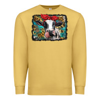 Antique Gold holstein cow with glitter and leopard background Premium Sweatshirt - BarkalooDesign