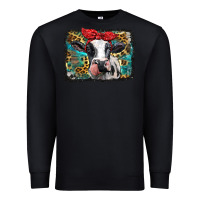 Black holstein cow with glitter and leopard background Premium Sweatshirt - BarkalooDesign