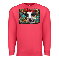 Cardinal holstein cow with glitter and leopard background Premium Sweatshirt - BarkalooDesign