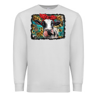 Dove Grey holstein cow with glitter and leopard background Premium Sweatshirt - BarkalooDesign