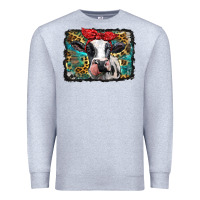 Heather Grey holstein cow with glitter and leopard background Premium Sweatshirt - BarkalooDesign