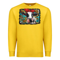 Lemon holstein cow with glitter and leopard background Premium Sweatshirt - BarkalooDesign