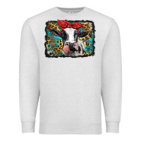 Oatmeal Heather holstein cow with glitter and leopard background Premium Sweatshirt - BarkalooDesign