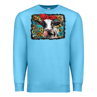 Ocean Blue holstein cow with glitter and leopard background Premium Sweatshirt - BarkalooDesign