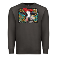 Smoke holstein cow with glitter and leopard background Premium Sweatshirt - BarkalooDesign