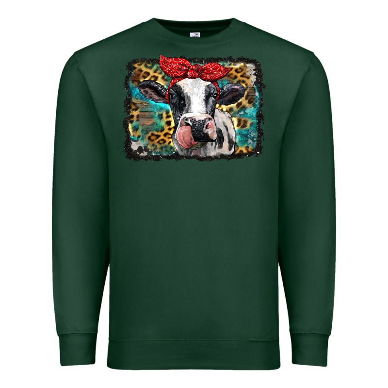 Holstein Cow With Glitter And Leopard Background Premium Sweatshirt by BarkalooDesign | Teevron