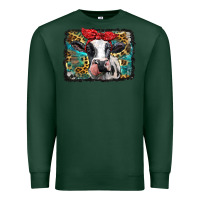 Sports Green holstein cow with glitter and leopard background Premium Sweatshirt - BarkalooDesign