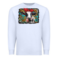 White holstein cow with glitter and leopard background Premium Sweatshirt - BarkalooDesign