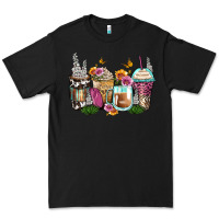 Black floral coffee cups Premium Tee - Zillion Design Studio