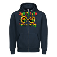 Navy juneteenth vibes only Zipper Hoodie - MaliasSmallBusiness