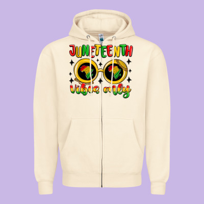 Juneteenth Vibes Only Zipper Hoodie Designed By Maliassmallbusiness