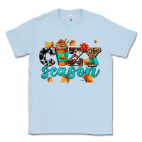 Dusty Blue cozy season with coffee cup Classic Tee - AdoDesignShop