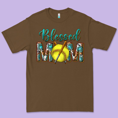 Western Blessed Mom With Softball Premium Tee Designed By Texasbilliewilder
