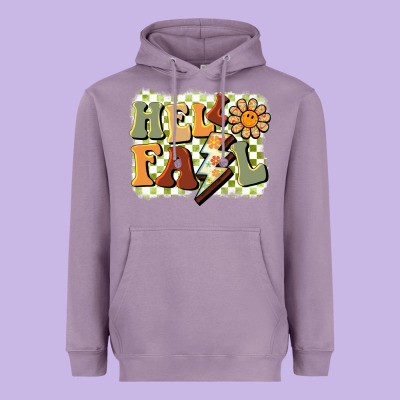 Groovy Hello Fall Heavyweight Hoodie Designed By Barkaloodesign