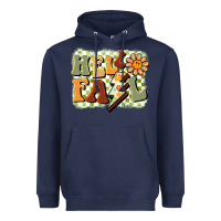 Navy groovy hello fall Heavyweight Hoodie - BarkalooDesign