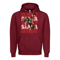 Burgundy howdy santa cowboy christmas Zipper Hoodie - MaliasSmallBusiness