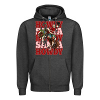 Charcoal Heather howdy santa cowboy christmas Zipper Hoodie - MaliasSmallBusiness