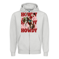 Dove Grey howdy santa cowboy christmas Zipper Hoodie - MaliasSmallBusiness