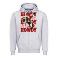 Heather Grey howdy santa cowboy christmas Zipper Hoodie - MaliasSmallBusiness