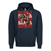 Navy howdy santa cowboy christmas Zipper Hoodie - MaliasSmallBusiness