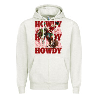 Oatmeal Heather howdy santa cowboy christmas Zipper Hoodie - MaliasSmallBusiness