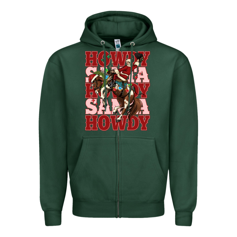 Howdy Santa Cowboy Christmas Zipper Hoodie by MaliasSmallBusiness | Teevron